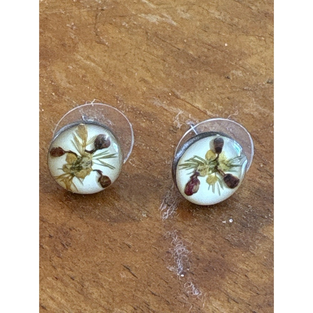 Sterling Silver‎ Botanical Flower Stud Earrings Resin Vintage Floral verluni?